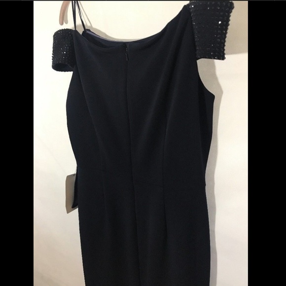 NWT Alex Evenings Embellished Off‎ the Shoulder Gown in Deep Navy [SZ 10 ] - Picture 5 of 8